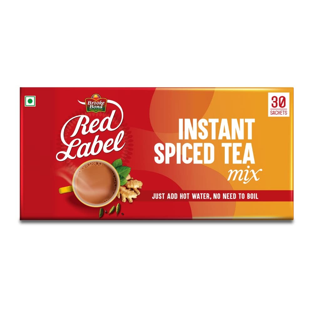 Red Label Instant Spiced Tea|Instant Tea Premix|Premix Tea Ready In 10 Sec | 30 Single Serve Sachets,490 Grams