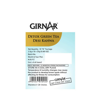 Girnar Food & Beverages Pvt. Ltd. Detox Green Tea (Desi Kahwa) (Pack of 10 Tea Bags,25 Grams)