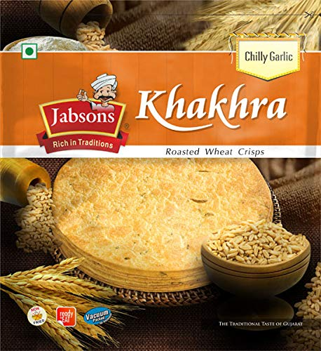 Jabsons Chilli Garlic Khakhra, 180 g|Ready to Eat Khakhra |Indian Snacks| Chilly Garlic Flavour Khakra