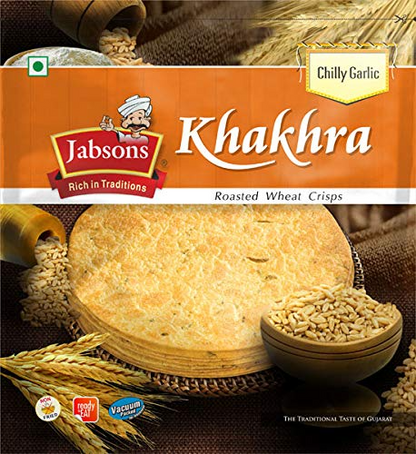 Jabsons Chilli Garlic Khakhra, 180 g|Ready to Eat Khakhra |Indian Snacks| Chilly Garlic Flavour Khakra