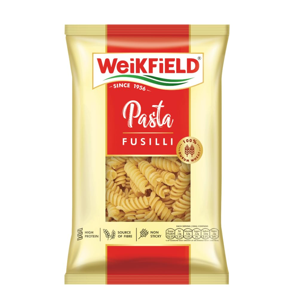 Weikfield Fusilli Pasta | Healthy Pasta Made with 100% Durum Wheat Semolina | No Maida | Rich in Protein & Fibre | 100% Vegetarian | 200g Pouch