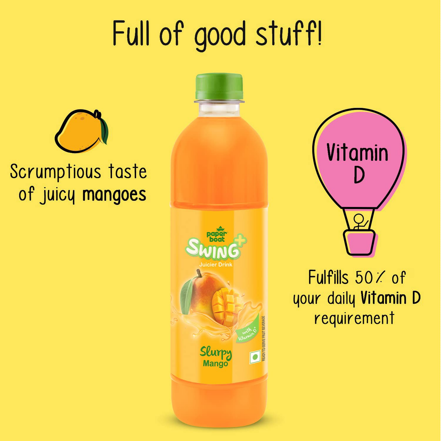 Paperboat Swing Slurpy Mango Juice with Vitamin D, 600 ml Each - Pack of 6