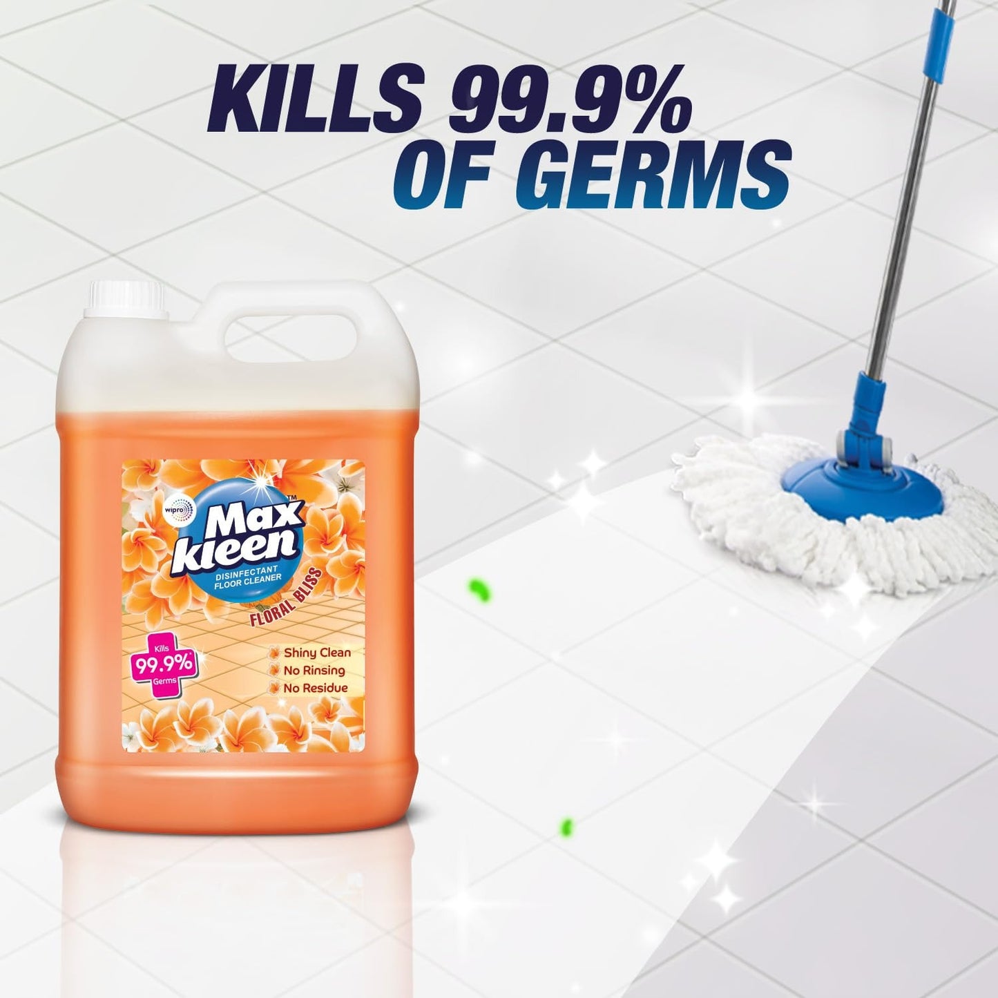 Wipro Maxkleen Floral Bliss Disinfectant Floor Cleaner| 99.9% Germ Protection with Deep Cleaning Technology| Safe for Kids & Pets| 5L