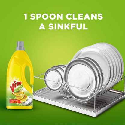 VIM Fresh Lemon Fragrance Dishwash Liquid Gel 1.8 L, Leaves No Residue, Grease Cleaner For All Utensils - Liquid Kitchen Soap