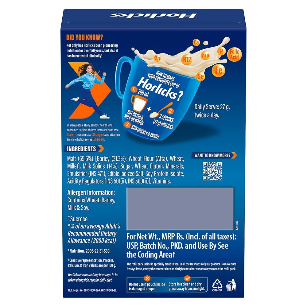 Horlicks Health & Nutrition Drink for Kids, 1kg Refill Pack