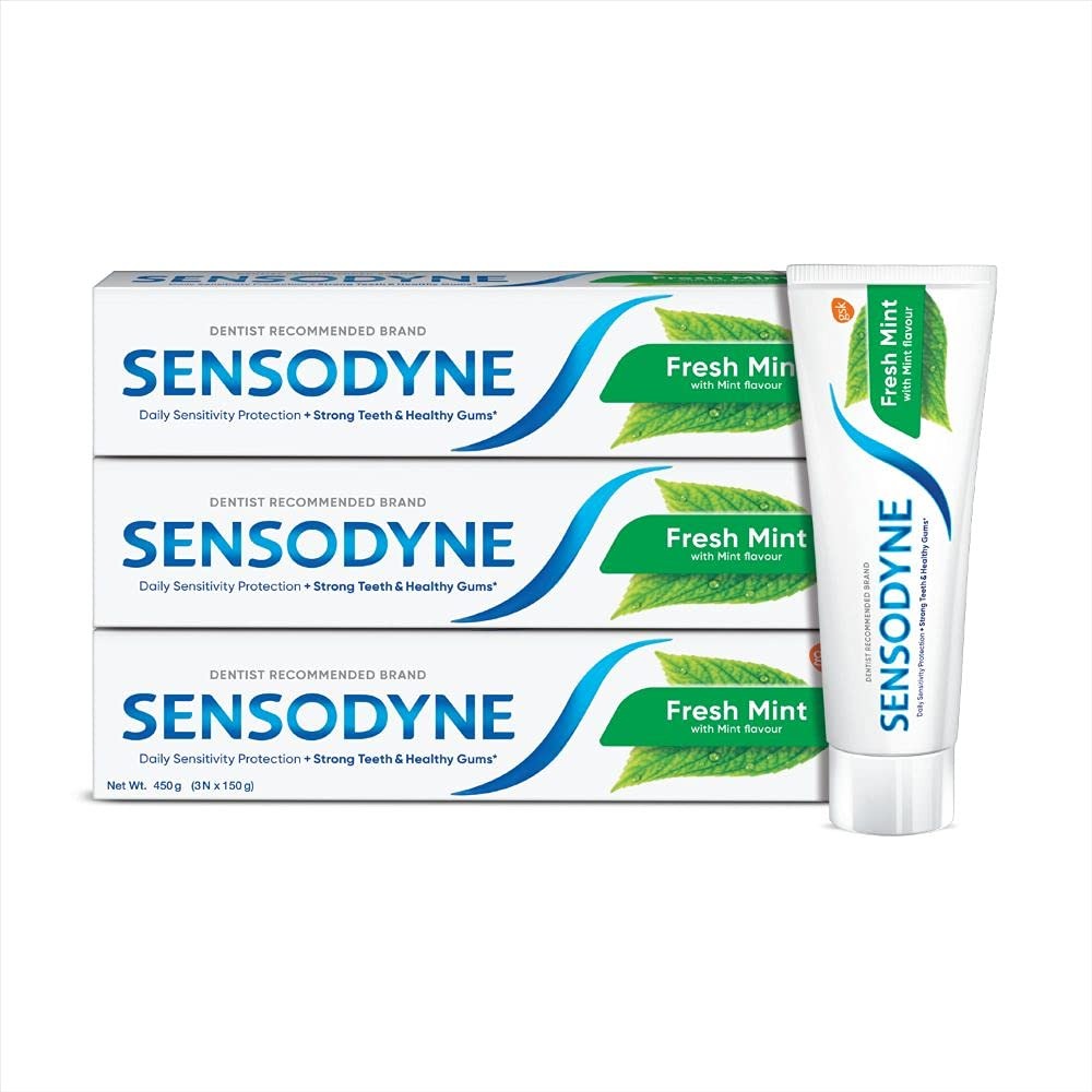 Sensodyne Fresh Mint Sensitivity Relief Toothpaste Combo Pack For Daily Protection (150 g x 3)