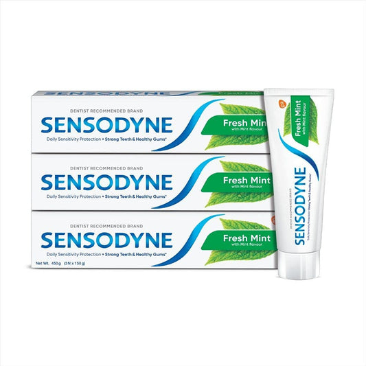 Sensodyne Fresh Mint Sensitivity Relief Toothpaste Combo Pack For Daily Protection (150 g x 3)