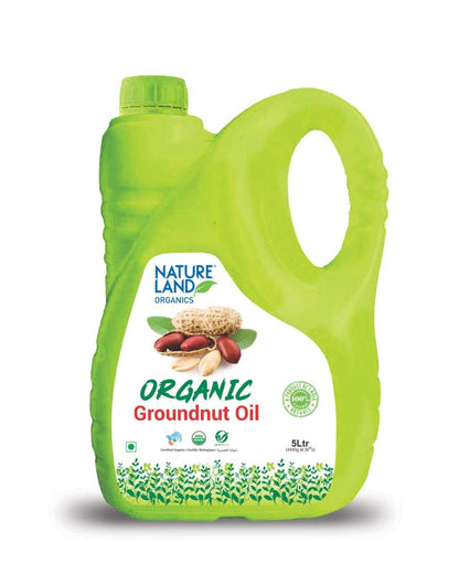 Natureland Organics Groundnut/Peanut Oil 5 Ltr. - Cold Pressed Organic Healthy Oils