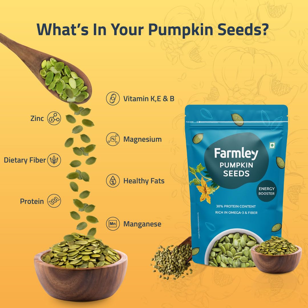 Farmley Pumpkin Seeds I 200g | Pumpkin Seeds for eating | Immunity Booster and Fiber Rich