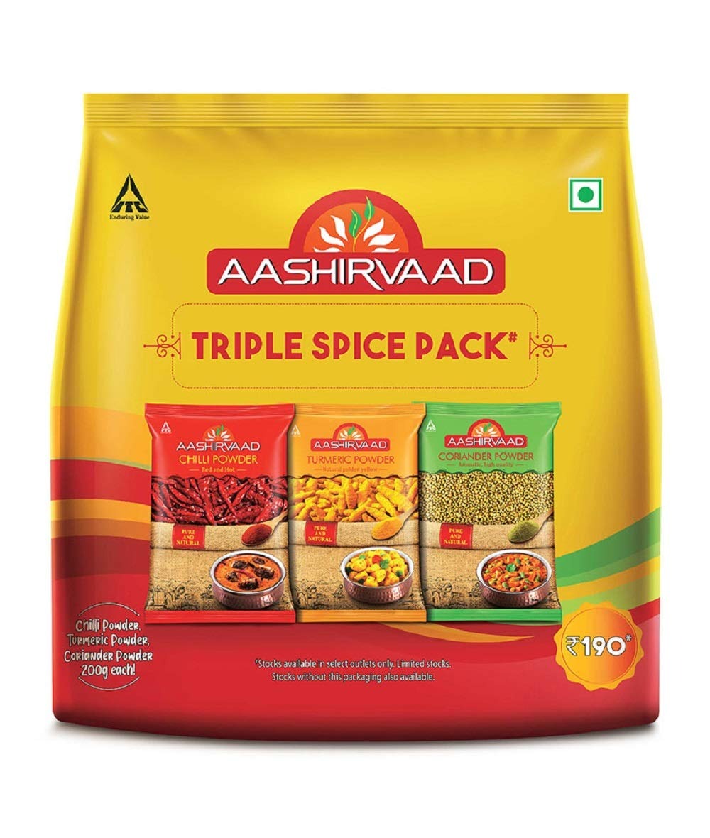 Aashirvaad Spices Combo Pack (Chilli  Powder 200g ,Turmeric Powder  200g ,Coriander 200g)