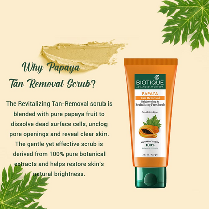 Biotique Papaya Tan removal Brightening & RevitalizingFace Crub 100g Tube