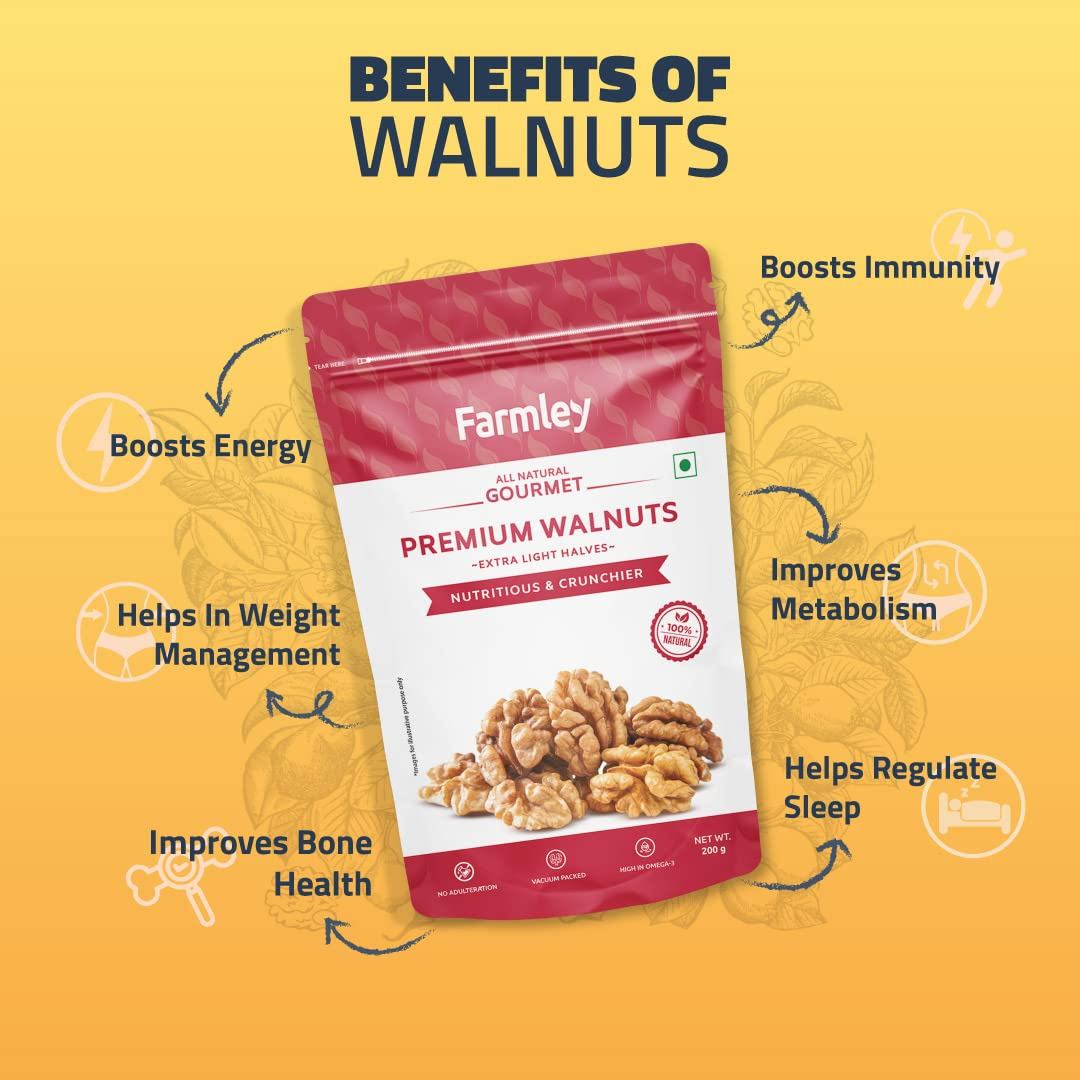 Farmley Chile Walnut Kernel | 200 gram | Walnuts Without Shell, Akhrot, Dry Fruits