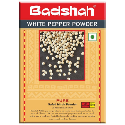 Badshah White Pepper Powder | Safed Mirch Powder for Cooking | Pack 1 | 100g