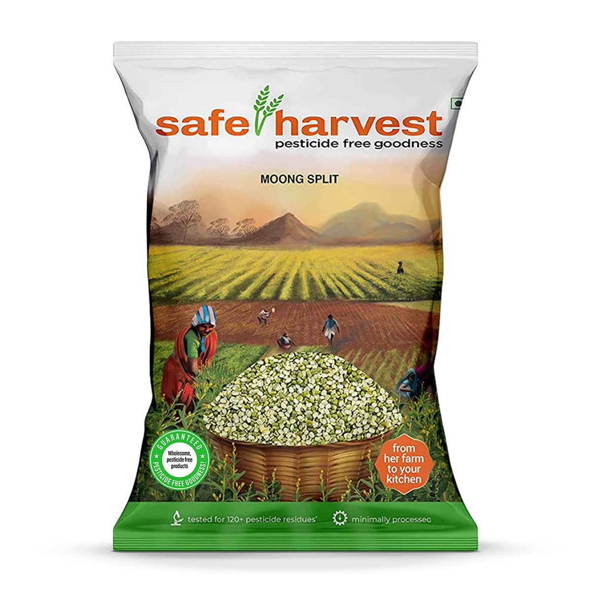 Safe Harvest Pesticide-Free Mung Split | Pure & Natural | Vegan | Gluten Free - 500g