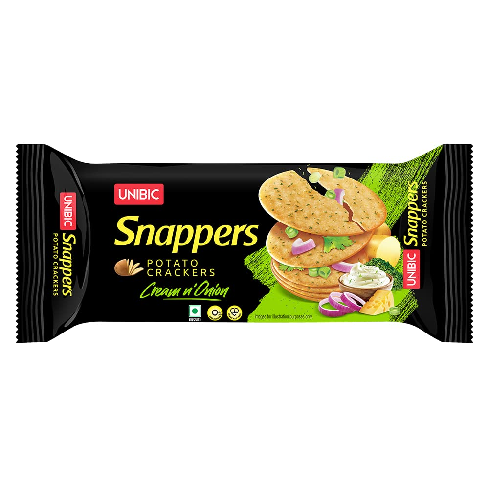 UNIBIC FOODS Snappers, Potato Crackers - Indi Spice, 75g | Baked Potato Biscuits | Potato Biscuits | Crackers Potato