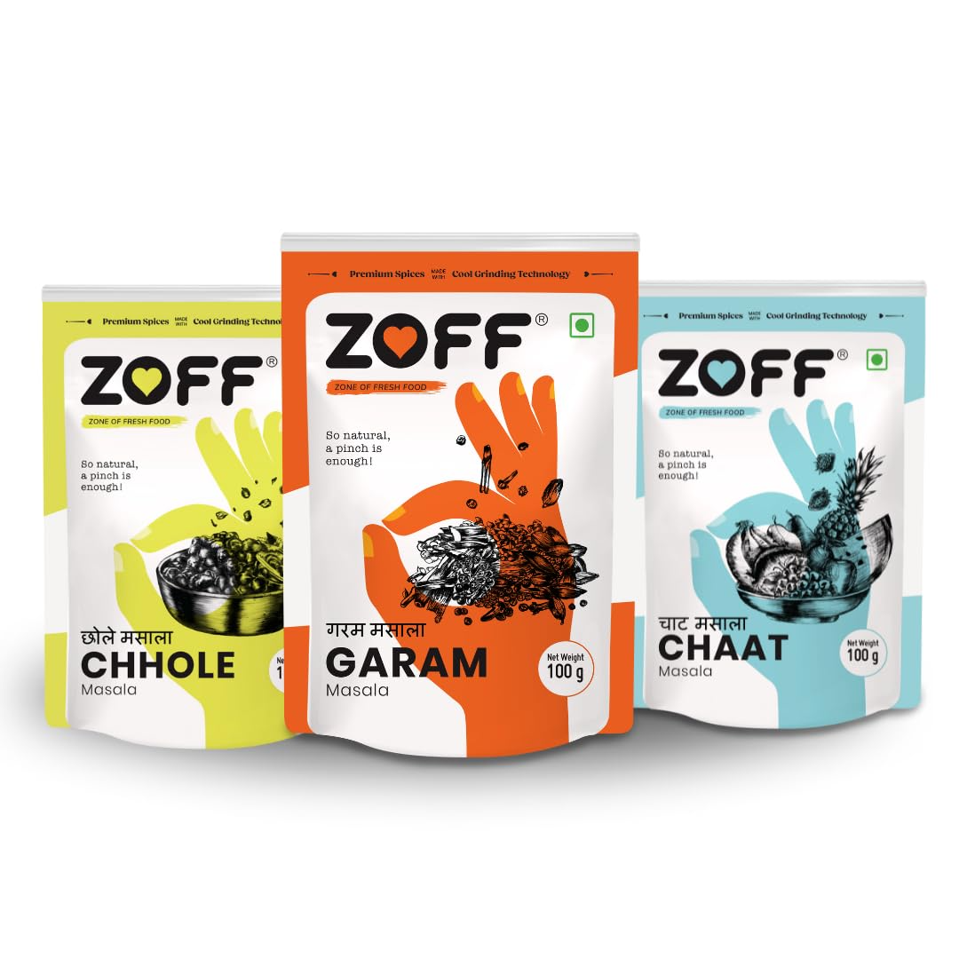 Zoff Masala Combos Chaat, Chole & Garam Masala | Pack of 3 | Exotic Spices Blend| Pure, Natural & Fresh Masala For Cooking | Each 100 gm |  300gm