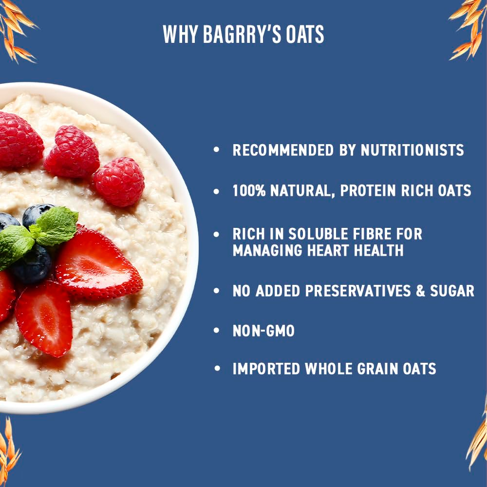 Bagrry's Steel Cut Oats 1.5kg Pouch | High in Dietary Fibre & Protein |Helps in Weight Management & Reducing Cholestrol