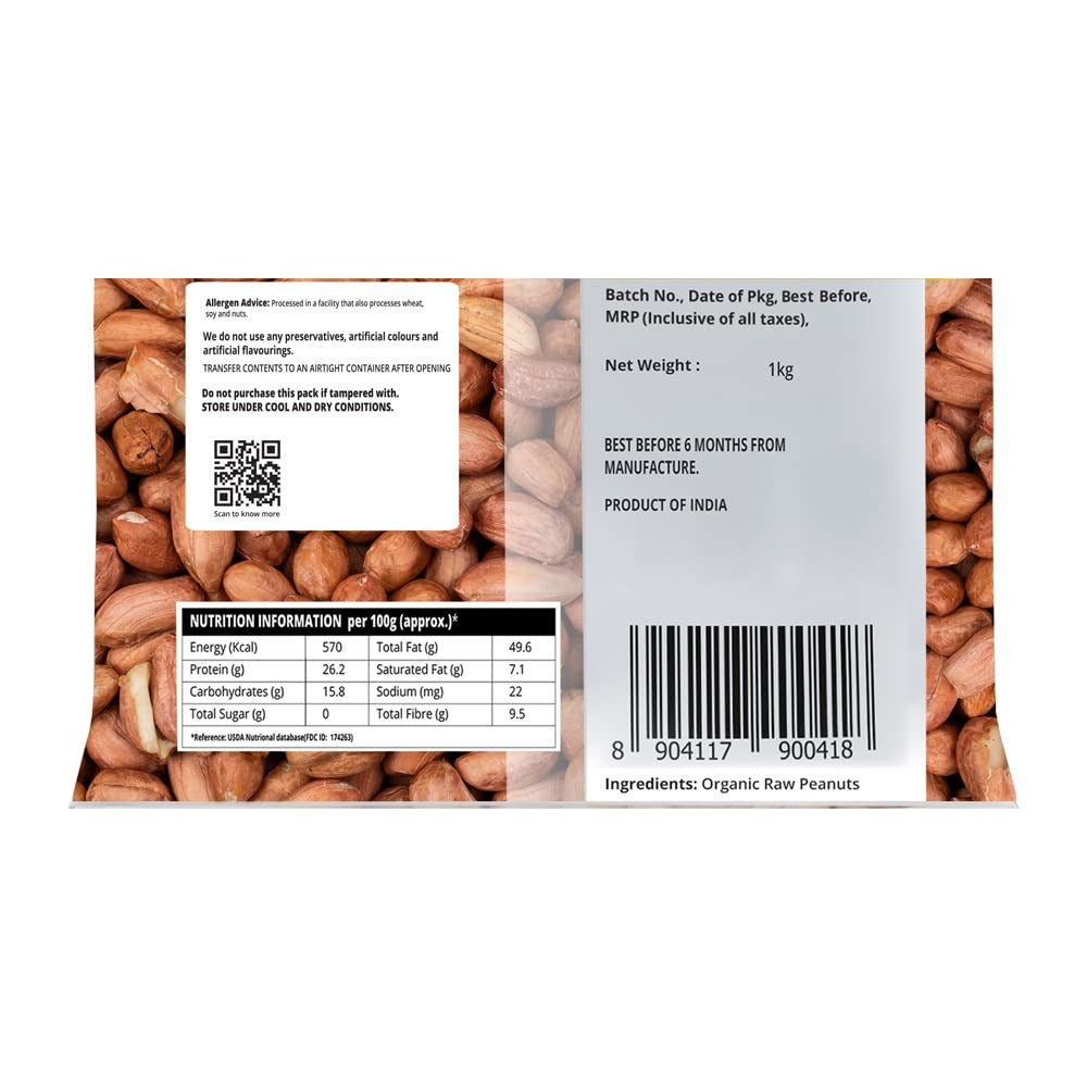 Pro Nature 100% Organic Raw Peanuts, 1kg