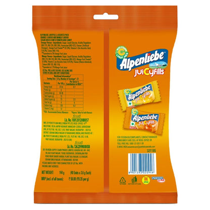 Alpenliebe Juicy fills, Orange & Mango Flavour, Assorted Candy Pouch, 144 g, 40 pc