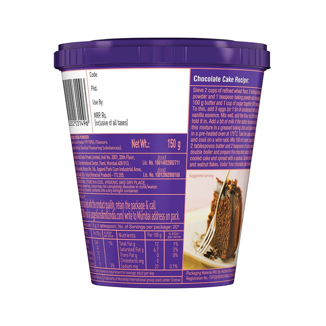 Cadbury Cocoa Powder Mix, 150g