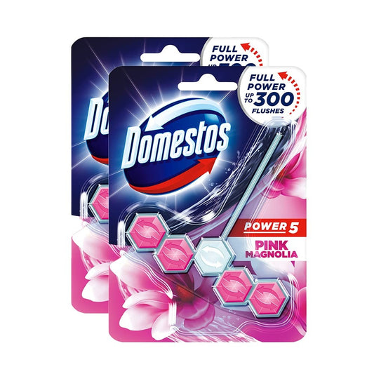 Domestos Power 5 Toilet Blocks 55g Pack of 2 Pink