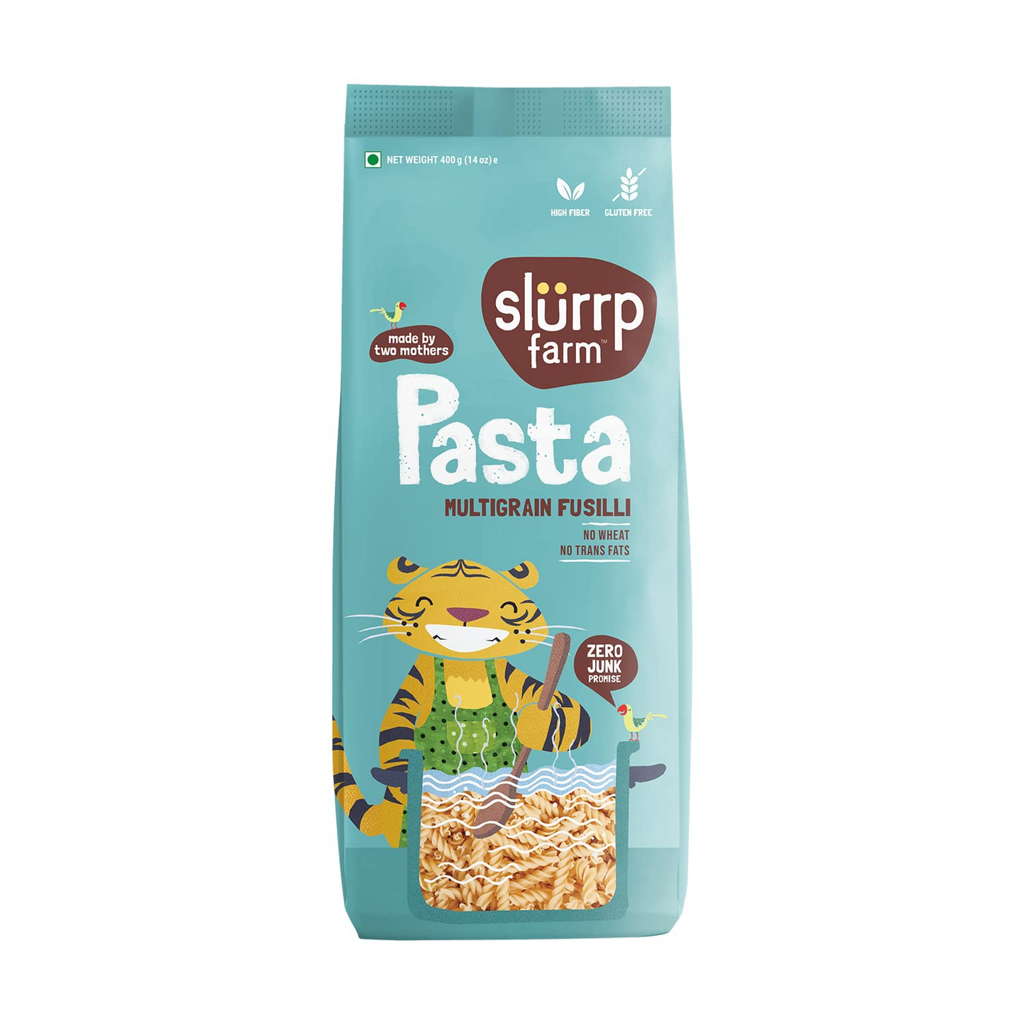 Slurrp Farm No Maida Mini Fusilli Pasta | Gluten Free & Multigrain | Healthy Pasta made with Brown Rice and Corn | 400 g