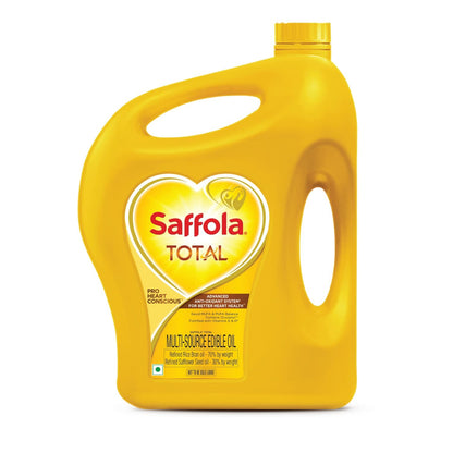 Saffola Total Refined Oil|Blend of Rice Bran Oil & Safflower oil|Cooking oil|Cholesterol Lowering Oil|Edible Oil 5L Jar