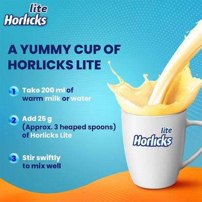 Horlicks Lite Badam Flavour Health & Nutrition Drink for Adults, 450g Powder Refill Pack |