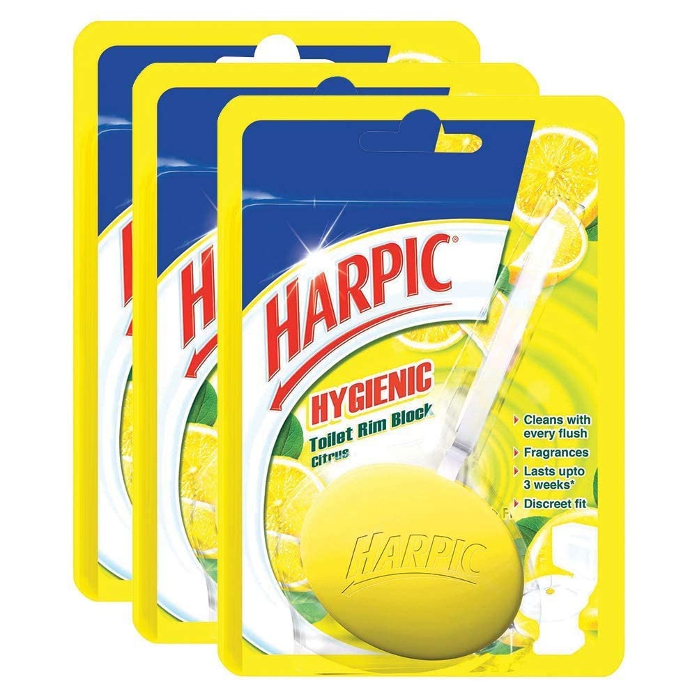 Harpic Hygienic Toilet Cleaner Rim Block, Citrus - 26 g (Pack of 3) | India's # 1 Toilet Cleaner