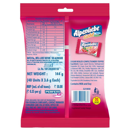 Alpenliebe Gold, Cream Strawberry Candy Pouch, 152 g, 40 pc