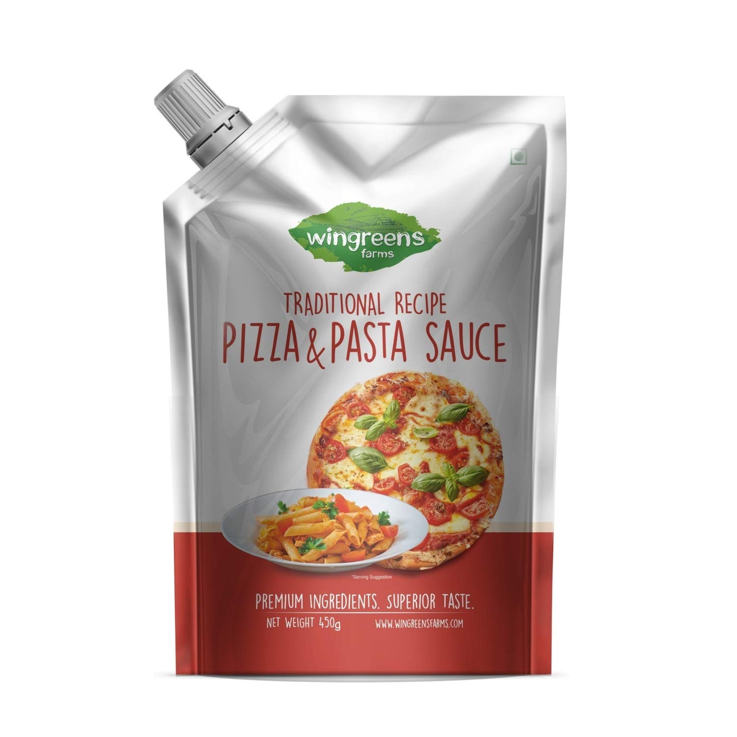 Wingreens Farms- Pizza 'N' Pasta Sauce, 450g, Pack of 1