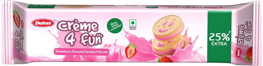 Dukes Crème 4 Fun Strawberry flavoured Sandwich Biscuits (150gm)