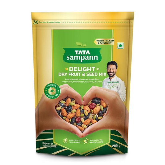 Tata Sampann Delight Dry Fruit & Seed Mix |  Trail Mix | High in Protein & Dietary Fibre | Rich in Magnesium | Source of Phosphorus | 200g