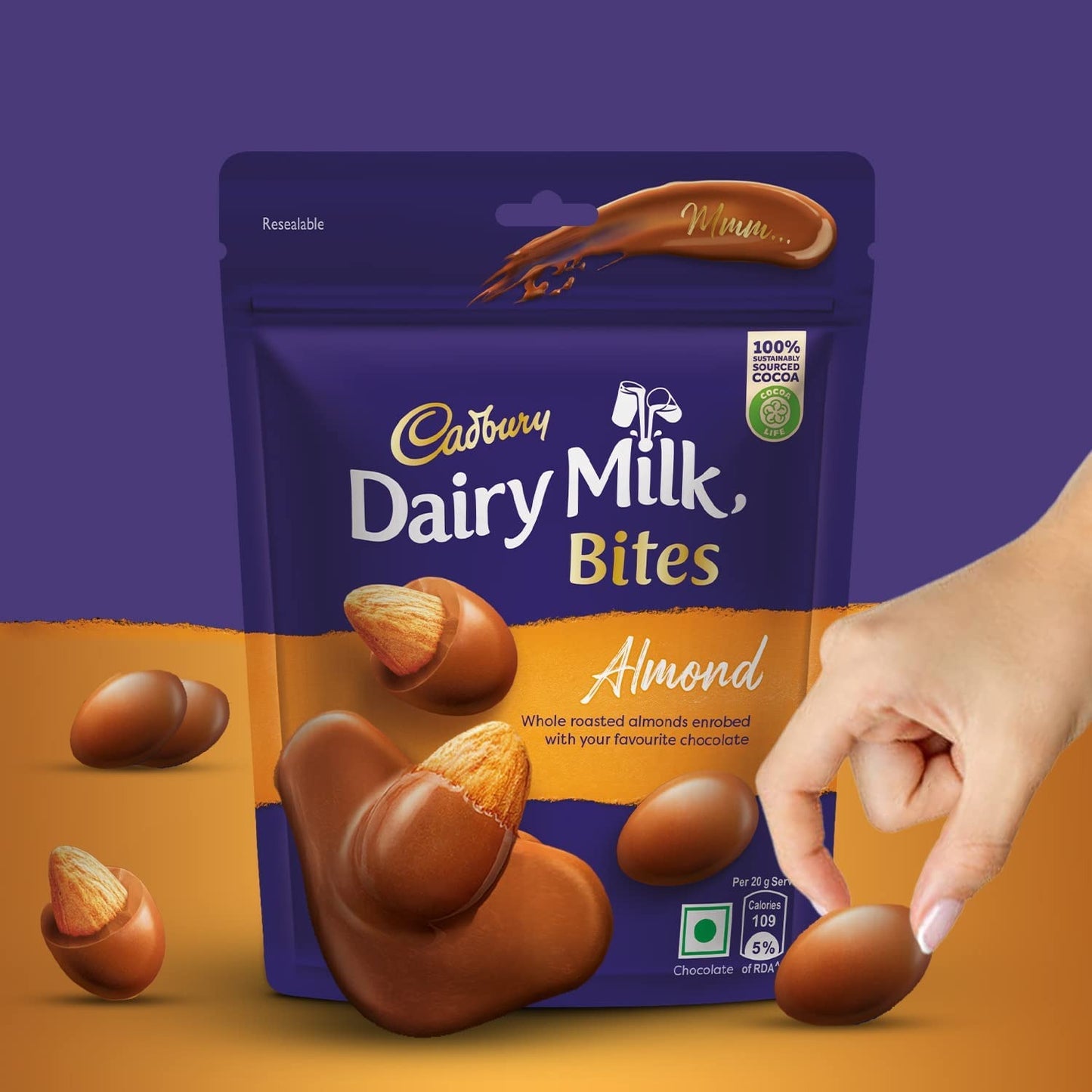 Cadbury Dairy Milk Bites - Almond, Roasted & Chocolate Coated, Rich & Luscious Dessert |Combo Pack |40 g- Pack of 3