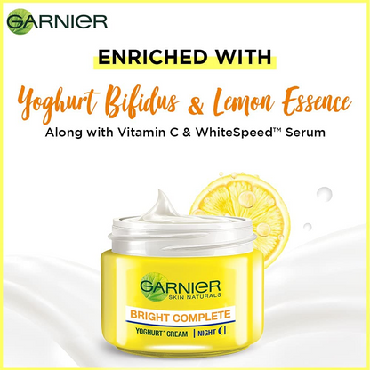 Garnier Skin Naturals, Night Cream, Anti-Dark Spots & Brightening, Bright Complete Vitamin C Yoghurt, 18 g