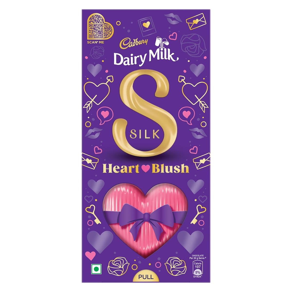 Cadbury Dairy Milk Silk Valentines Heart Blush Chocolate Bar Gift Pack, 250 g