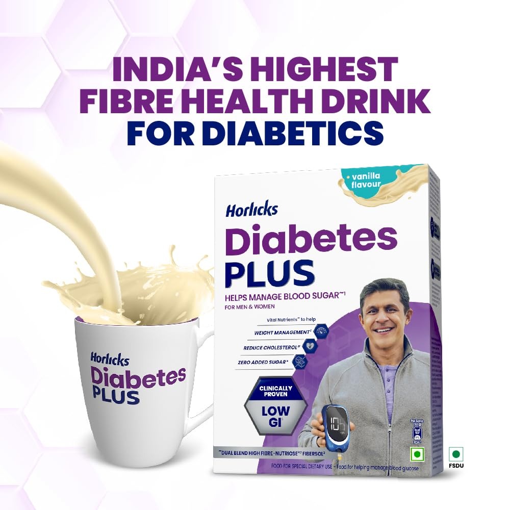 Horlicks Diabetes Plus, Vanilla, 400G, Powder | Helps Manage Blood Sugar | Starts Working From Day 1