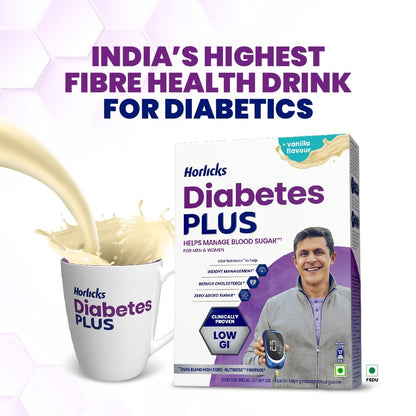 Horlicks Diabetes Plus, Vanilla, 400G, Powder | Helps Manage Blood Sugar | Starts Working From Day 1