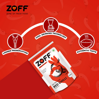 Zoff Red Chilli Powder 500g| 100% Natural No Added Color | No Added Preservatives | Premium Zip Lock Pouch | Net weight - 500g