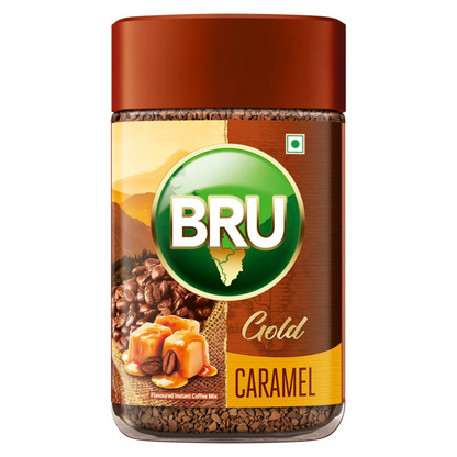 Bru Gold Caramel 55g | Flavoured Instant Coffee | Flavourful Twist to Your Everyday Coffee | Made with Freeze-Dried Coffee | Makes 40 cups |