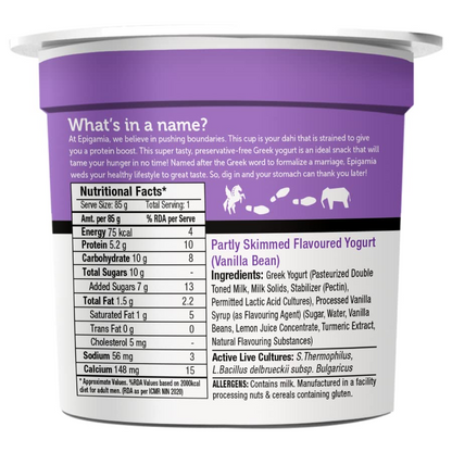 Epigamia Vanilla Bean Greek Yogurt, 85 g