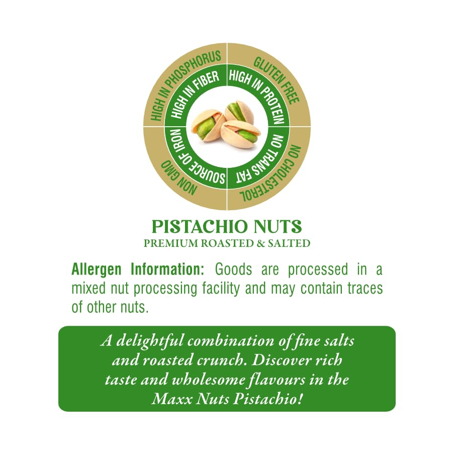 Nutrela Maxx Nuts Pistachios 200g Pista, Super Crunchy Shelled Nuts, Roasted & Salted, Vitamins & Minerals Rich Dry Fruit