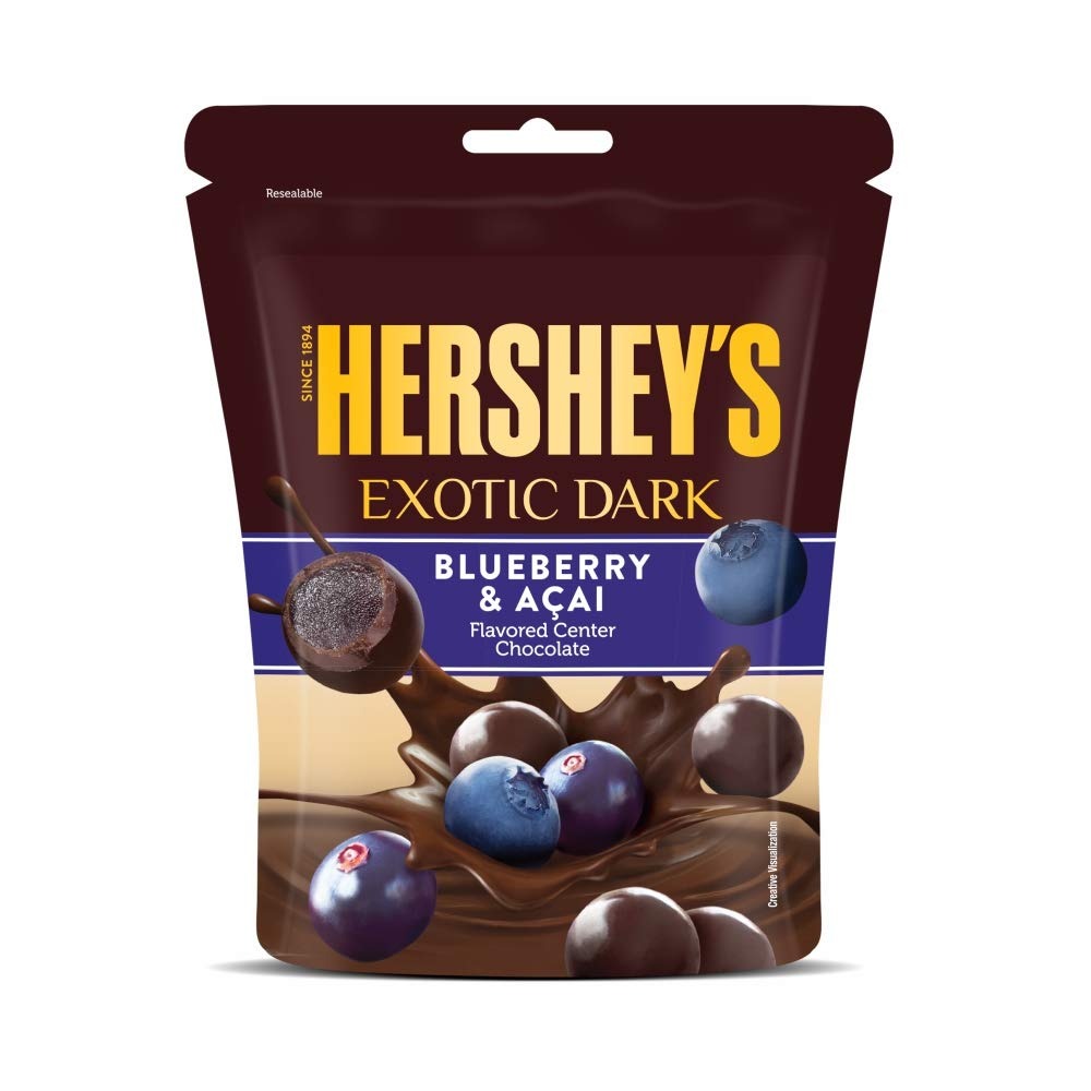 HERSHEY'S Exotic Dark Blueberry & Acai Flavor | Dark Cocoa Rich Chocolates 100g