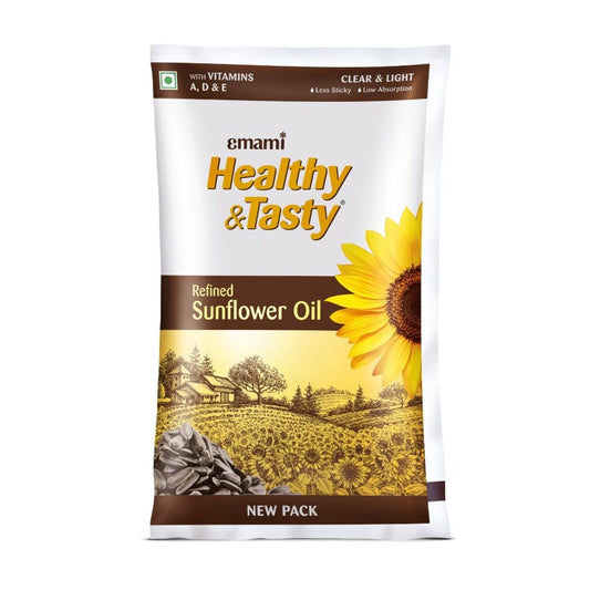 Emami Healthy and Tasty Refined Sunflower Oil Pouch, 1L