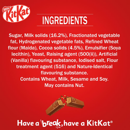 Nestlé KitKat Crispy & Creamy, 4 Finger, Chocolate Coated Wafer, 38.5g