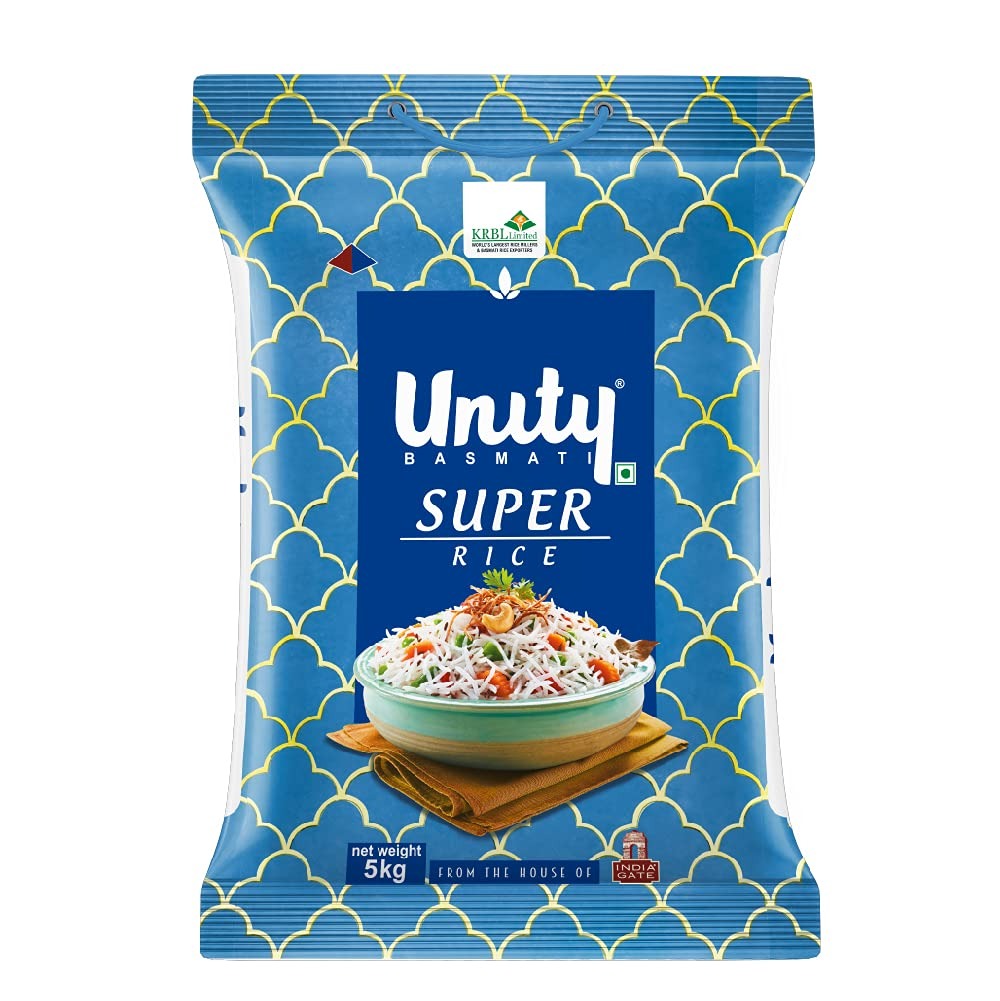 Unity Super | Authentic Long Grain Basmati Rice, 5 Kg Pack | from The House of India Gate