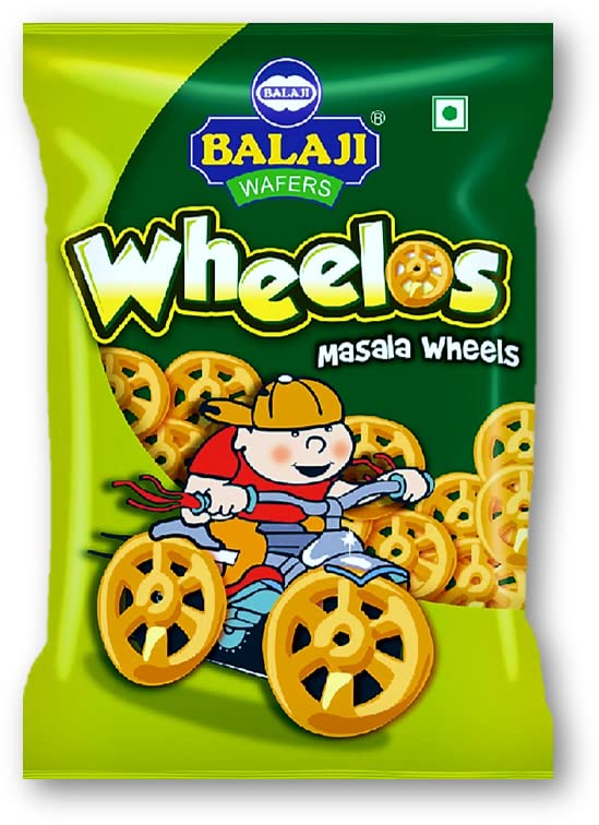 Balaji Wafers Namkeen - Wheelos Masala Flavour 22g Each Pack Unique ( Pack of 10 )