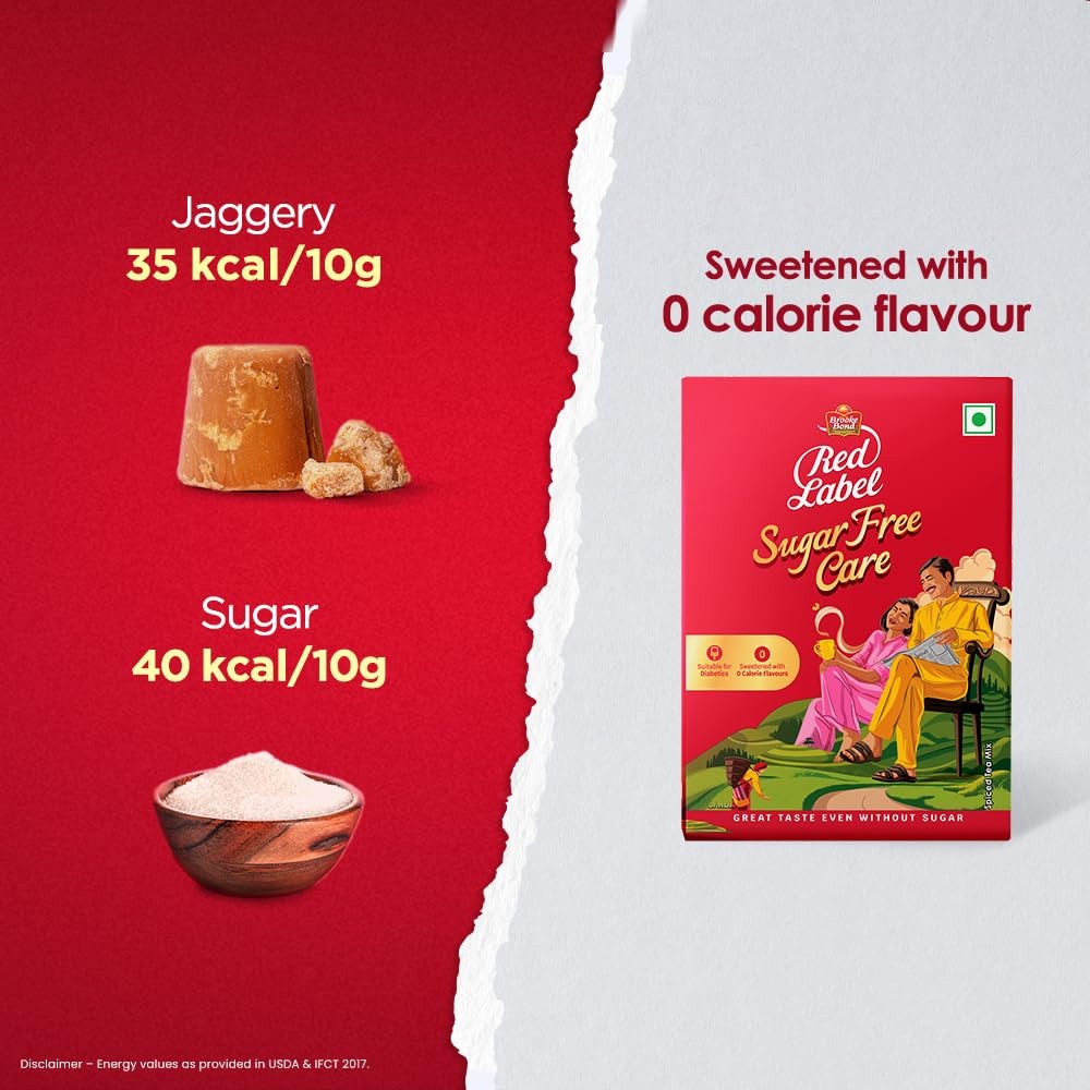 Red Label Sugar Free Care| Great Taste of Tea even without Sugar| Suitable for Diabetics |Sweetened with 0 calorie flavours | 250g