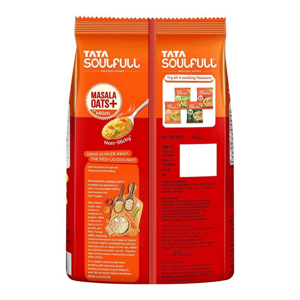 Tata Soulfull Masala Oats + Tomato Twist, 500g