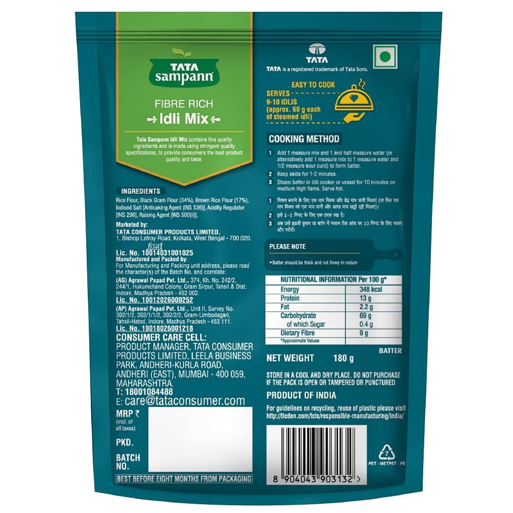 Tata sampann Fibre Rich Idli Mix, 180